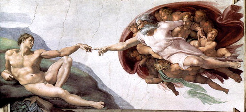 Figure 1 Creation of Adam; fresco by Michelangelo on the ceiling of the Sistine Chapel in Vatican City.