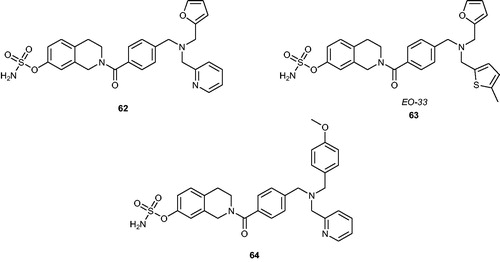 Figure 8. Chemical structures of STS inhibitors with SERM activity 62–64.