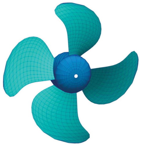 Figure 13. Discretized RV propeller (2980 cells).