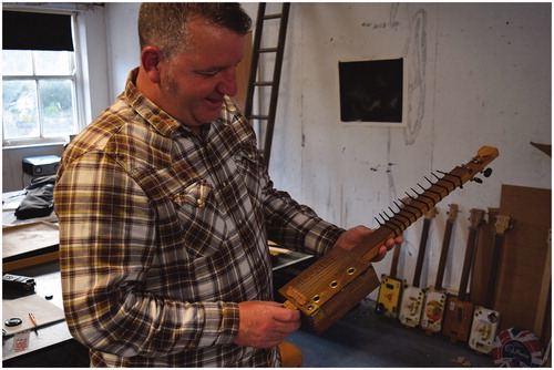 Figure 15 A cigar box ukulele Dan helped his friend’s son make for a school project.