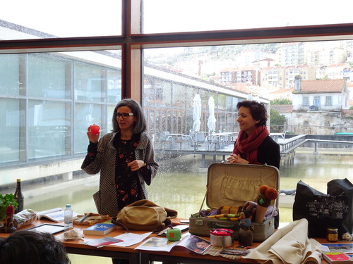 Figure 4. IdeaLab cultural mapping presentation session in Coimbra, Centro region, Portugal, Spring 2018, in which participating organizations presented 12 objects evocative of their place inspired by a framework of adjectives (participants pictured). Source: K. S. Alves (used with permission).