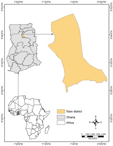 Figure 1. Study area showing map of Tolon district