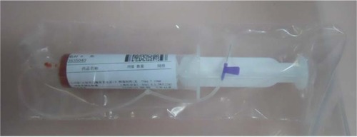 Figure 5 An illustration of a packaging method to overcome liquid leakage of chemotherapeutic infusion around the syringe needle.