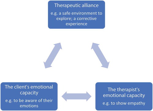 Figure 1. A simplified illustration of factors contributing to therapeutic changes in EFT