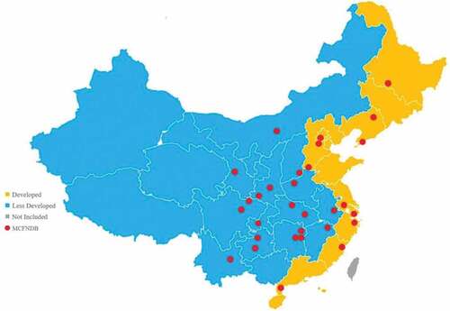 Figure 1. Cities with MCFNDBs in mainland China.