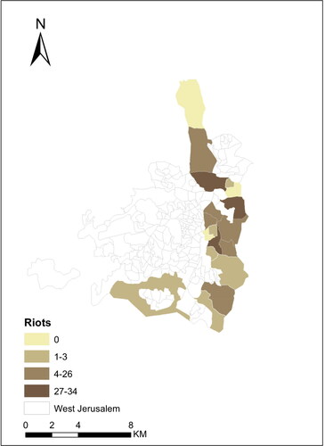 Figure 2. Riots in Jerusalem, 2013–2015.