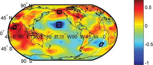 Figure 4. Differences in mean SP anomalies during dry events (SPAI-3 < −0.8) and wet events (SPAI-3 > 0.8) at 3-month temporal scale. Possible representative zones are shown in rectangles.