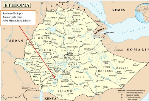 Figure 1 Map of Arba Minch Zuria district in Gamo Gofa zone, Southern Ethiopia.