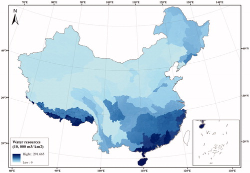 Figure 3. Gridded spatial distrubution of water resources.