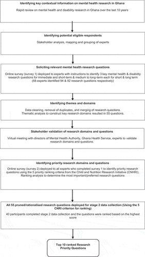 Figure 1. Flowchart of mental health and disability research priority ranking process.