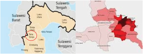 Figure 1. Map of South Sulawesi Province and Tana Toraja Regency.
