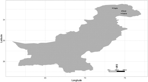 Fig. 3. Geographical locations of selected meteorological stations of Pakistan.