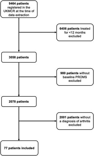 Figure 1. A flow diagram displaying the inclusion and exclusion of patients.