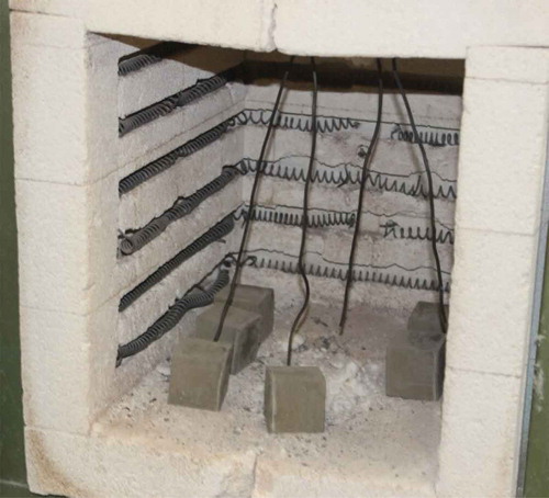 Figure 1. Geopolymer specimens inside the kiln.