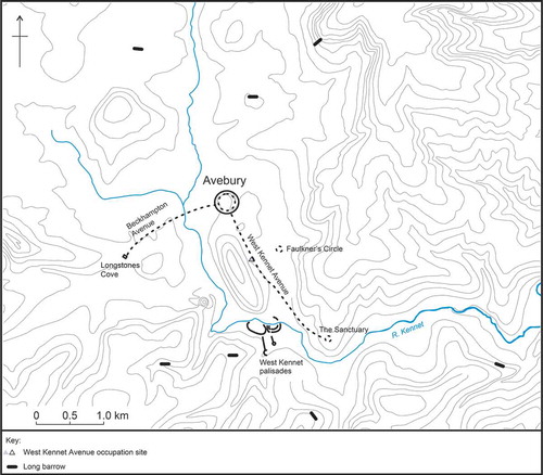 Fig. 1. Key sites in the Avebury monumental complex mentioned within the text. Adapted from Gillings and Pollard (forthcoming, Fig. 1). With the kind permission of Mark Gillings and Joshua Pollard.