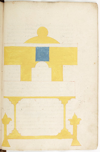 Figure 3. Incomplete drawing of zodiac clock, Compendium of Theory and Useful Practice for the Fabrication of Machines of al-Jazari, Dated 1485, Folio: 27 × 18.3 cm, Bibliothèque nationale de France, Arabe 2477, f. 8b.