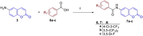 Scheme 2. Reagents and reaction conditions: (i) Benzoic acid derivative, DIPEA, HATU, DMF, rt, 18 h, 25–80%.