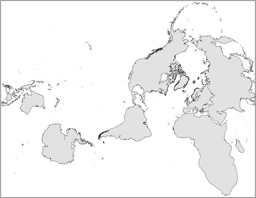 Figure 9. A map of the world shown in the CH 1903 projected coordinate system.