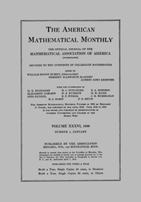 Cover image for The American Mathematical Monthly, Volume 36, Issue 1, 1929