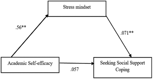 Figure 5. Stress mindset mediates the connection between academic self-efficacy and seeking social support coping style.