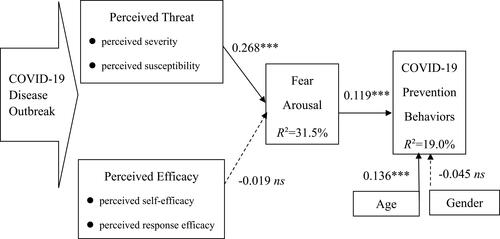 Figure 2 Structural equation modeling analysis results for research model.Notes:***p<0.001; ns, non-significant.