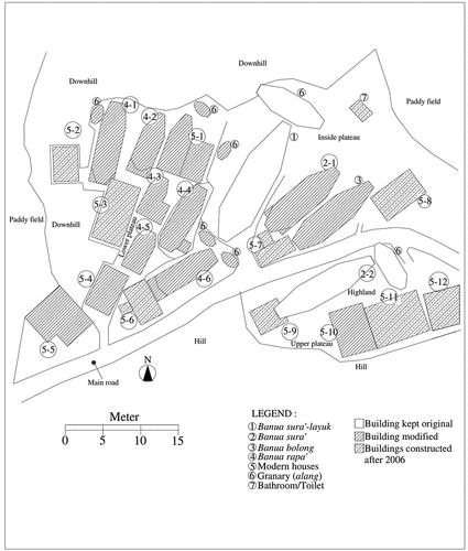 Figure 8. Sitemap of the Orobua settlement in 2020 (Source : google earth and author documentation)