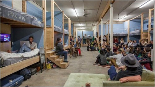 Figure 2 Renting by the mattress: Podshare inserts bunkbeds into formerly commercial properties in Los Angeles and San FranciscoSource: Sayej (Citation2016).