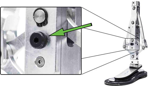 Figure 5. Location of the locking pin on the prototype. Locked, it represents a classic set-up. Participants are less aware of the intervention in this manner.