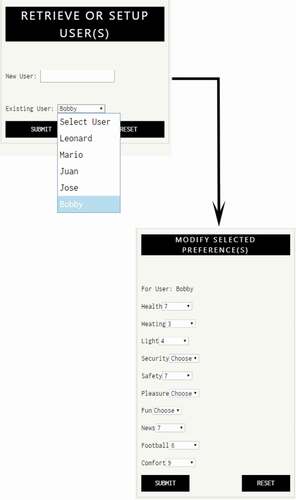 Figure 11. Retrieving and modifying existing preferences.