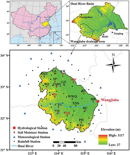 Figure 1. Station distribution in the study area, the Upper Huai River Basin, China.