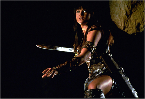 Xena: Warrior Princess (TV syndicated series, 1995–2001]. Shown: Lucy Lawless (as Xena).