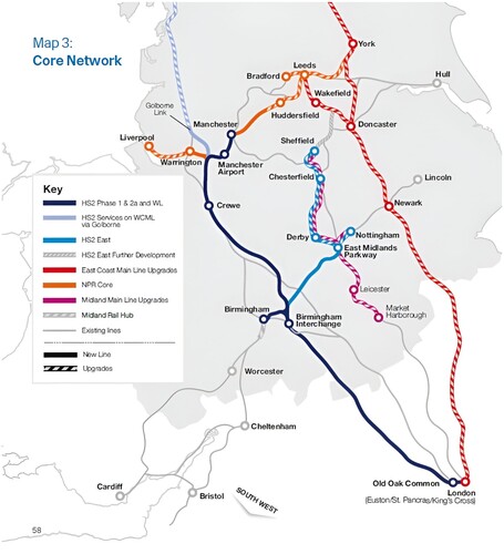 Figure 5. Integrated Rail Plan ‘Core Network’ (DfT Citation2021).