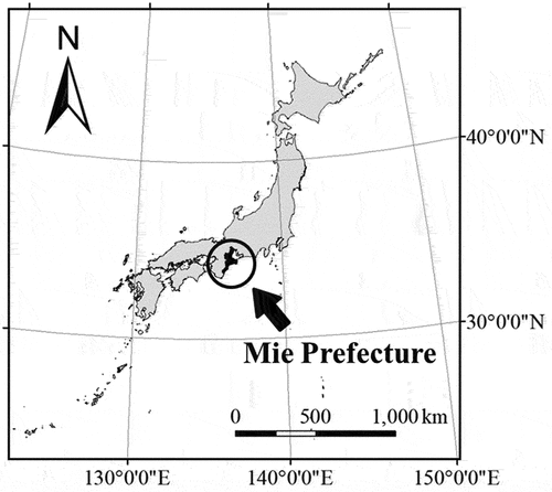 Figure 1. Location of Mie prefecture in central Japan.