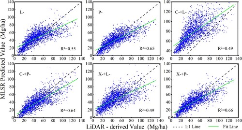 Figure 11. Results of forest AGB retrieved by MLSR algorithms.