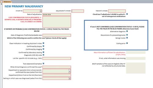 Figure S2 Data entry form for incident primary malignancy.