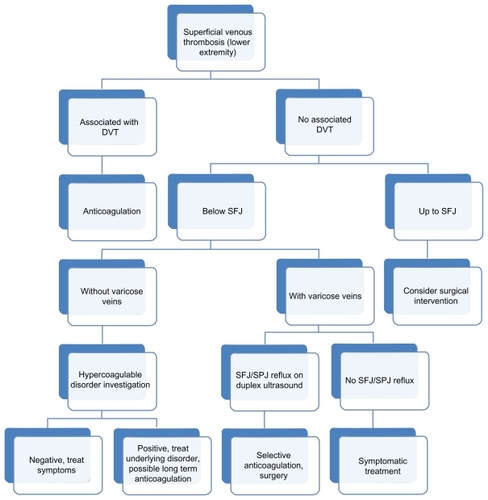 Figure 1 Management plan for superficial venous thrombosis of the lower extremity.