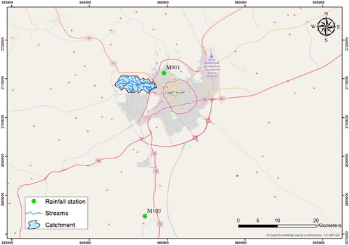 Figure 3. Rainfall stations in the study area: M001 and M103.