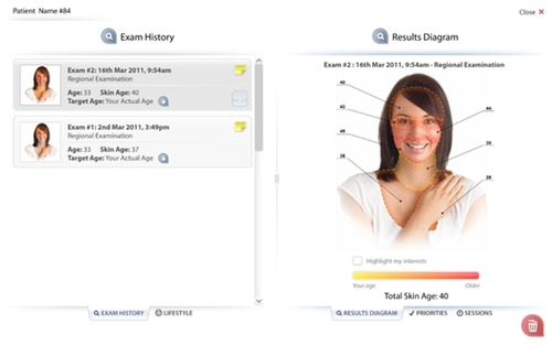 Figure 6 Typical results page displaying skin scores.