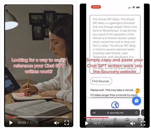 Figure 11. Advertisement on TikTok for Sourcely. Source: (TikTok Ad Library https://library.tiktok.com/ads/detail/?ad_id=1757088495907889 accessed 4 September 2023).