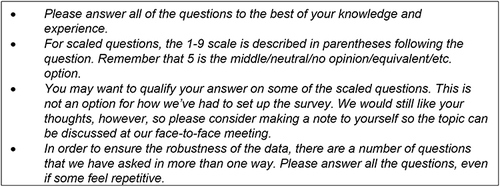 Figure 3 Survey instructions provided to DEPTH panelists.