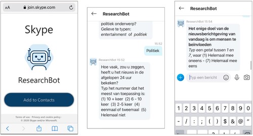 Figure 1. Depiction of the used chatbot software interface.