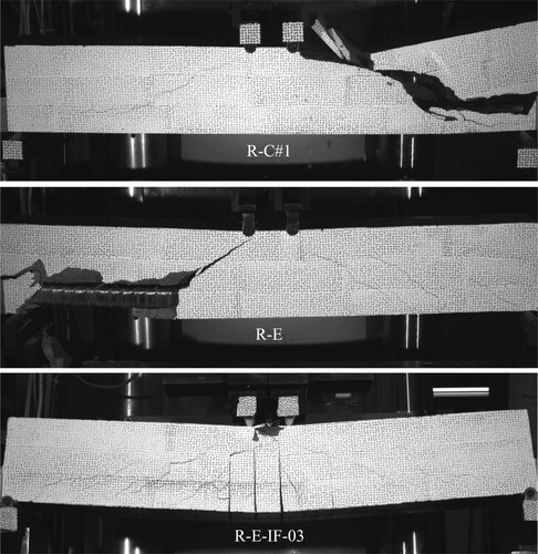 Figure 10. View of three selected beams after failure.