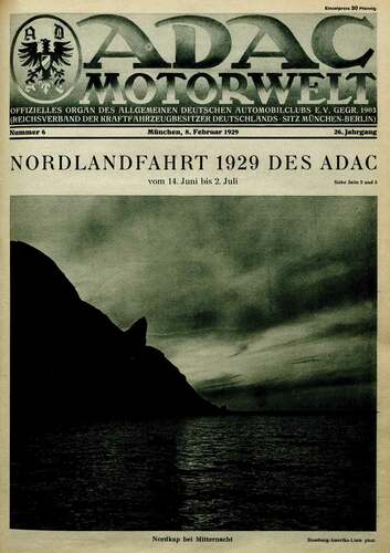 Figure 2. Cover of ADAC-Motorwelt 26, no. 6 (1929) © Reprinted with the kind permission of ADAC e.V., Communication and Editorial Department. Provided by www.zwischengas.com/archiv.