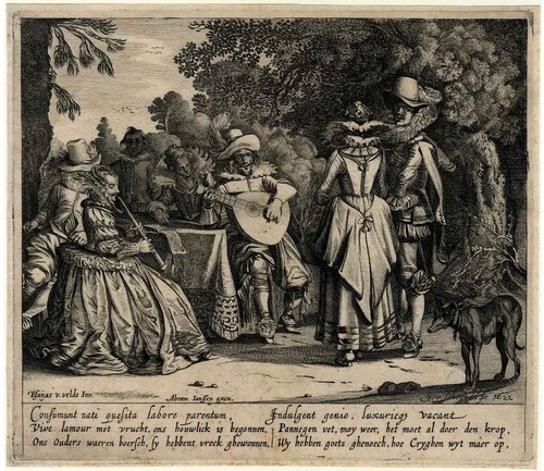 Figure 3. Gillis van Scheyndel, after Esaias van de Velde, Music Makers in a Landscape, 1622, etching, 21.1 × 24.7 cm, British Museum, London, ©The Trustees of the British Museum, inv. no. S.5419 (artwork in the public domain).