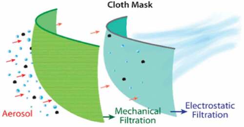 Figure 4. Particles filtration mechanisms in face masks.