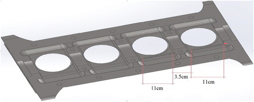 Figure 3. Fault locations on a section of the cylinder block. The filled circle, close to the edge is the origin.