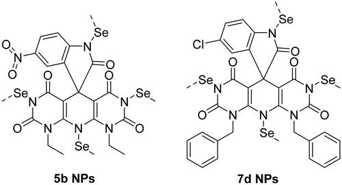 Figure 4. Chemical structures of heterocyclic-SeNPs (5b NPs and 7d NPs).