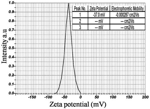 Figure 5. Zeta potential measurement of biosynthesized IH-AgNPs.