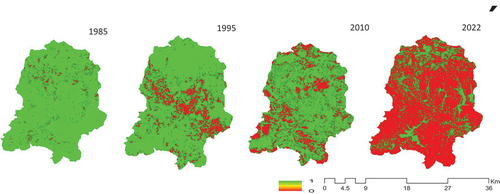 Figure 5. Habitat quality in the Legadadi watershed (1985-2022).