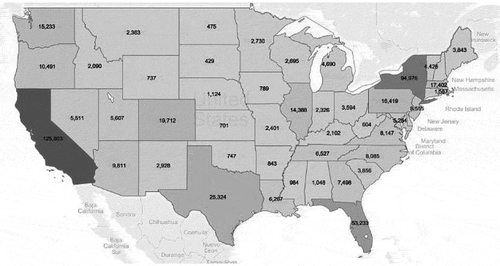 Figure 1. USA Airbnb listings, AirDNA dataset.